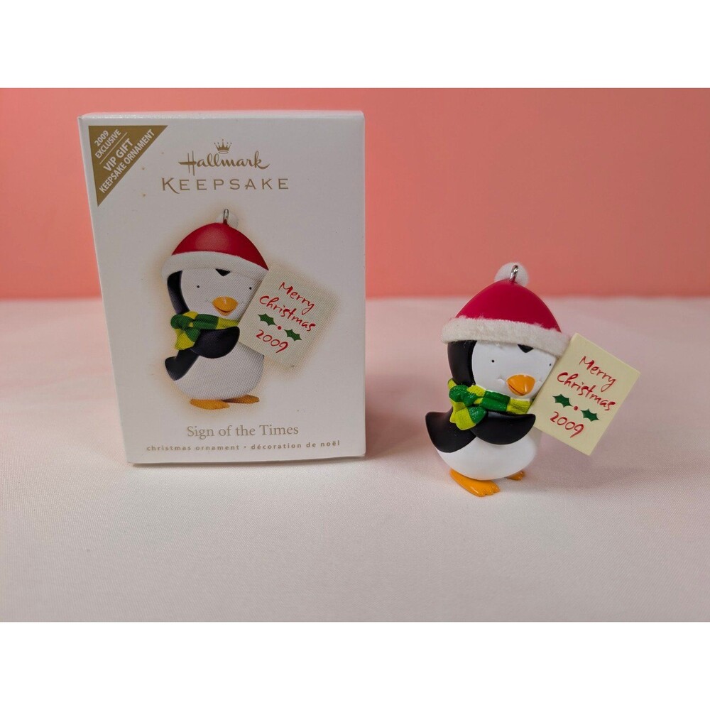 Hallmark Keepsake Christmas Ornament Sign of the Times Penguin 2009